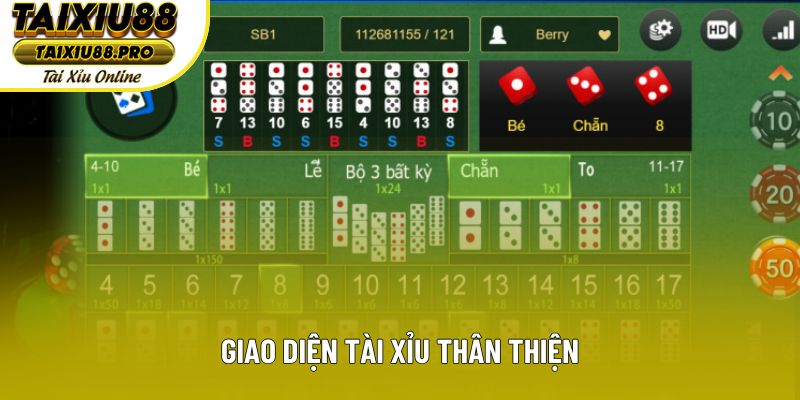 Giao diện tài xỉu thân thiện